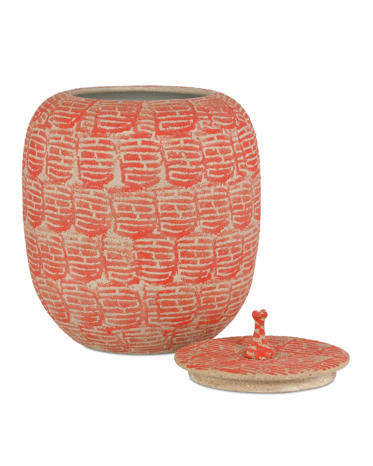 Currey & Company 12.5" Happiness Red Porcelain Preserve Jar