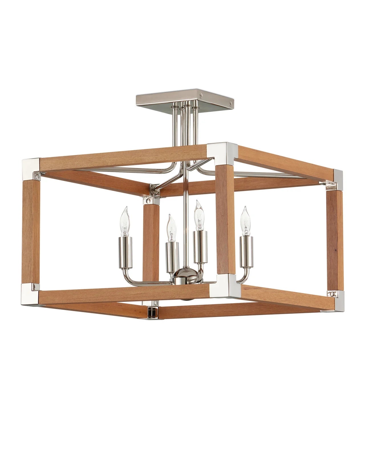 Currey & Company Boyd 16" Teak Semi Flush Mount