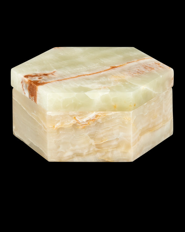 Currey & Company Arco Green Onyx Hexagon Box