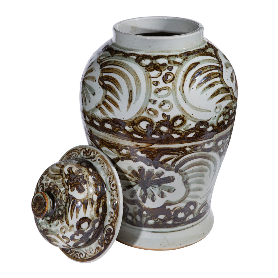 Rusty Brown Silla Flower Temple Jar By Legends Of Asia