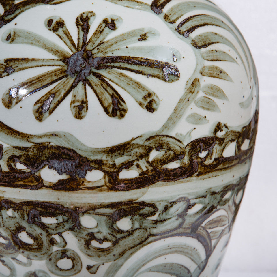 Rusty Brown Silla Flower Temple Jar By Legends Of Asia