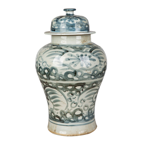 Blue And White Sea Flower Temple Jar Large By Legends Of Asia