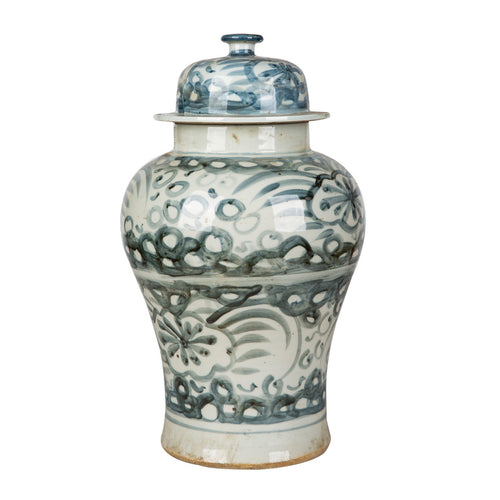 Blue And White Sea Flower Temple Jar Small By Legends Of Asia