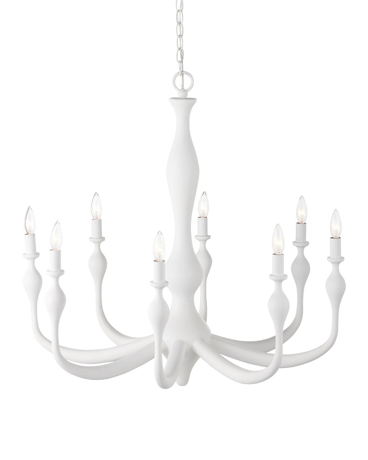 Currey & Company Ludwig 34" Gesso White 8 Light Chandelier