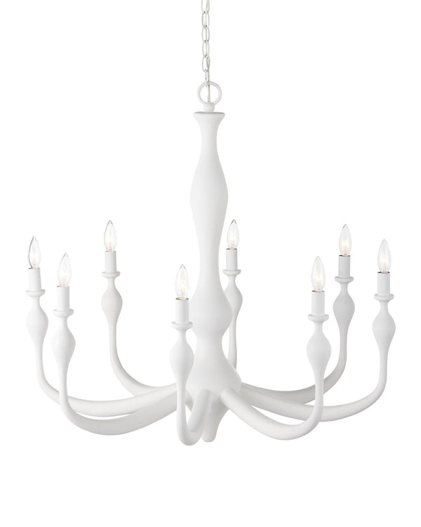 Currey & Company Ludwig 34" Gesso White 8 Light Chandelier