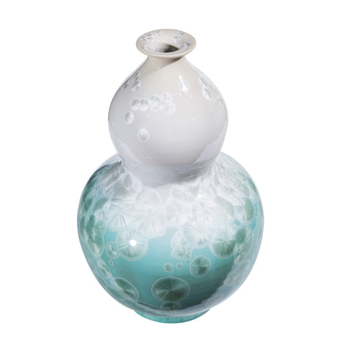 White Green Crystal Shell Gourd Vase