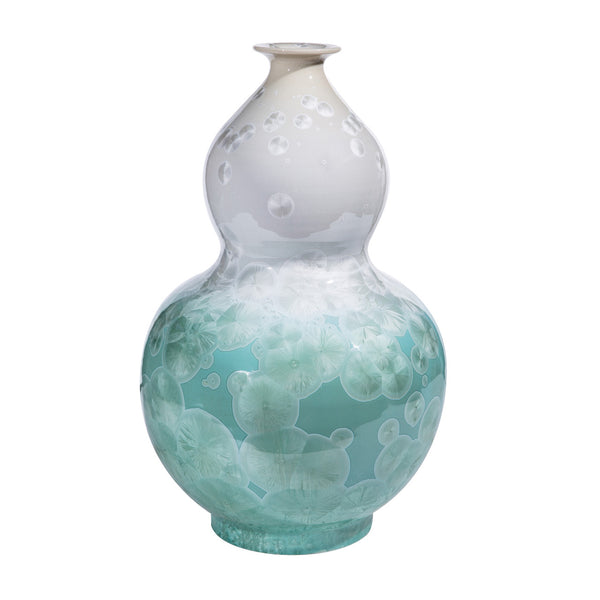 White Green Crystal Shell Gourd Vase