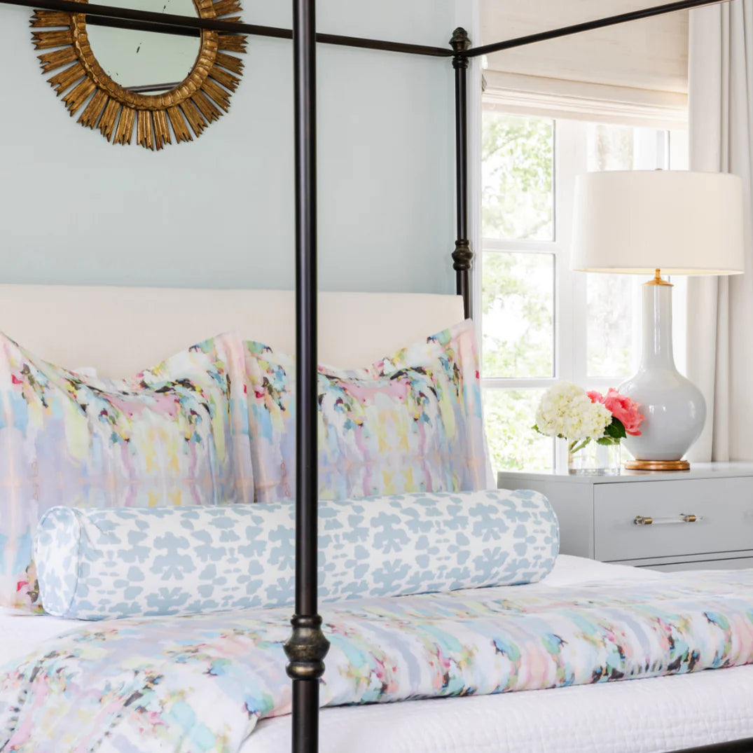 Laura Park Chintz Mist Round Bolster Pillow