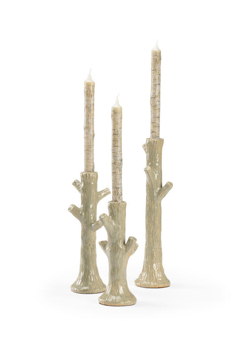 Wildwood Faux Bois Candlesticks Green (S3)