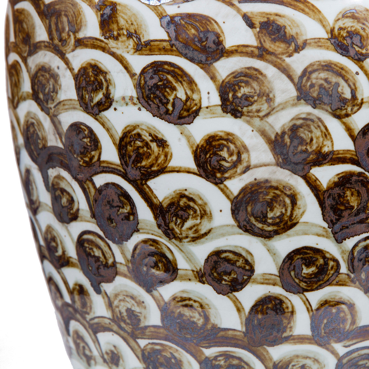 Rusty Brown Jar With Fish Scale Pattern By Legends Of Asia