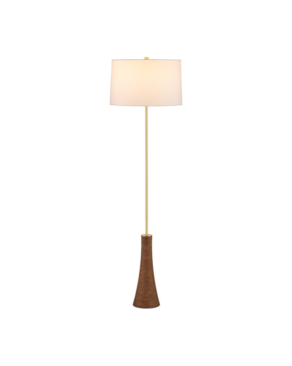 Currey & Company Lathe Natural Wood Floor Lamp