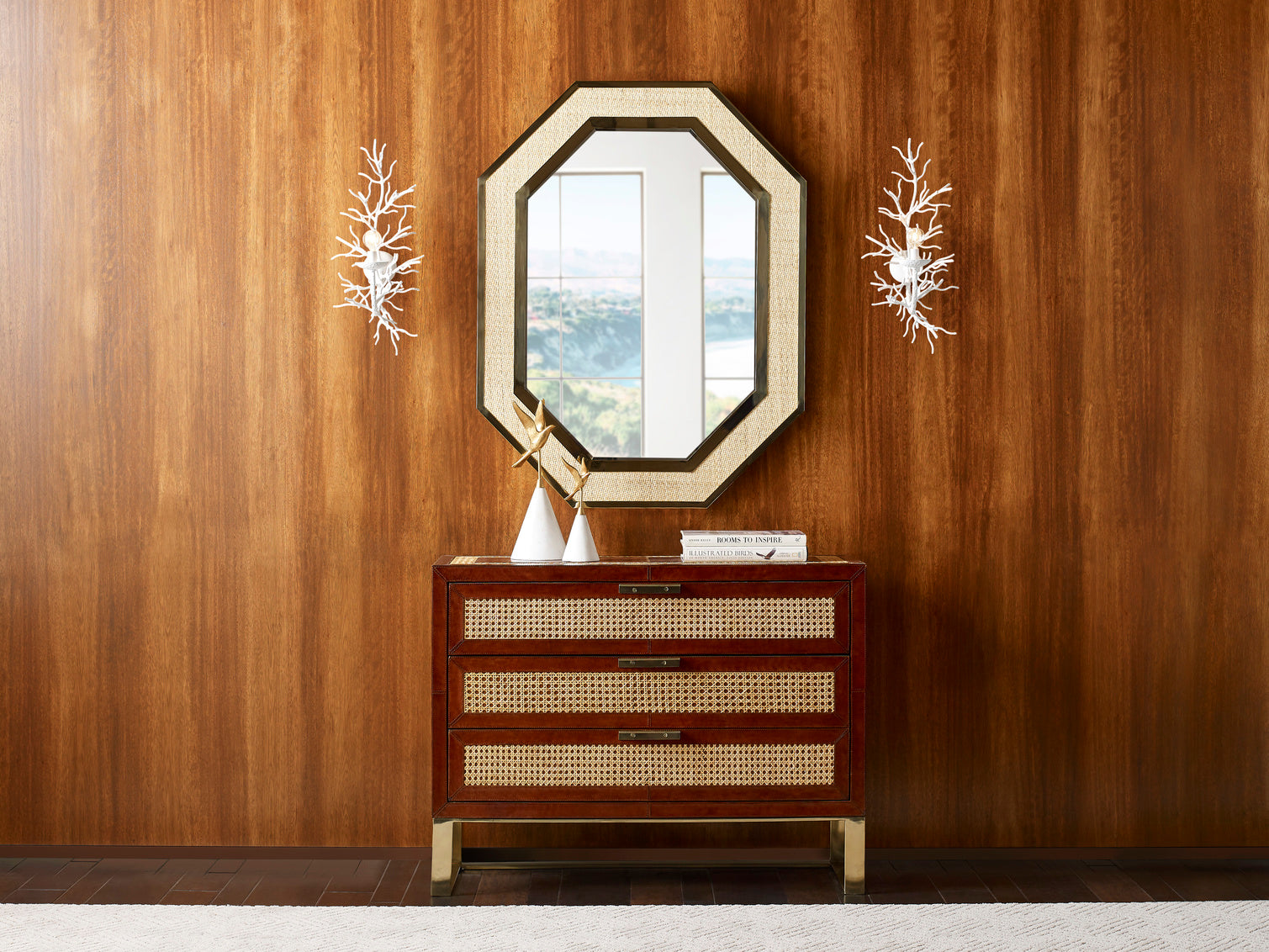 Wildwood Dunbar Brass And Cane Mirror