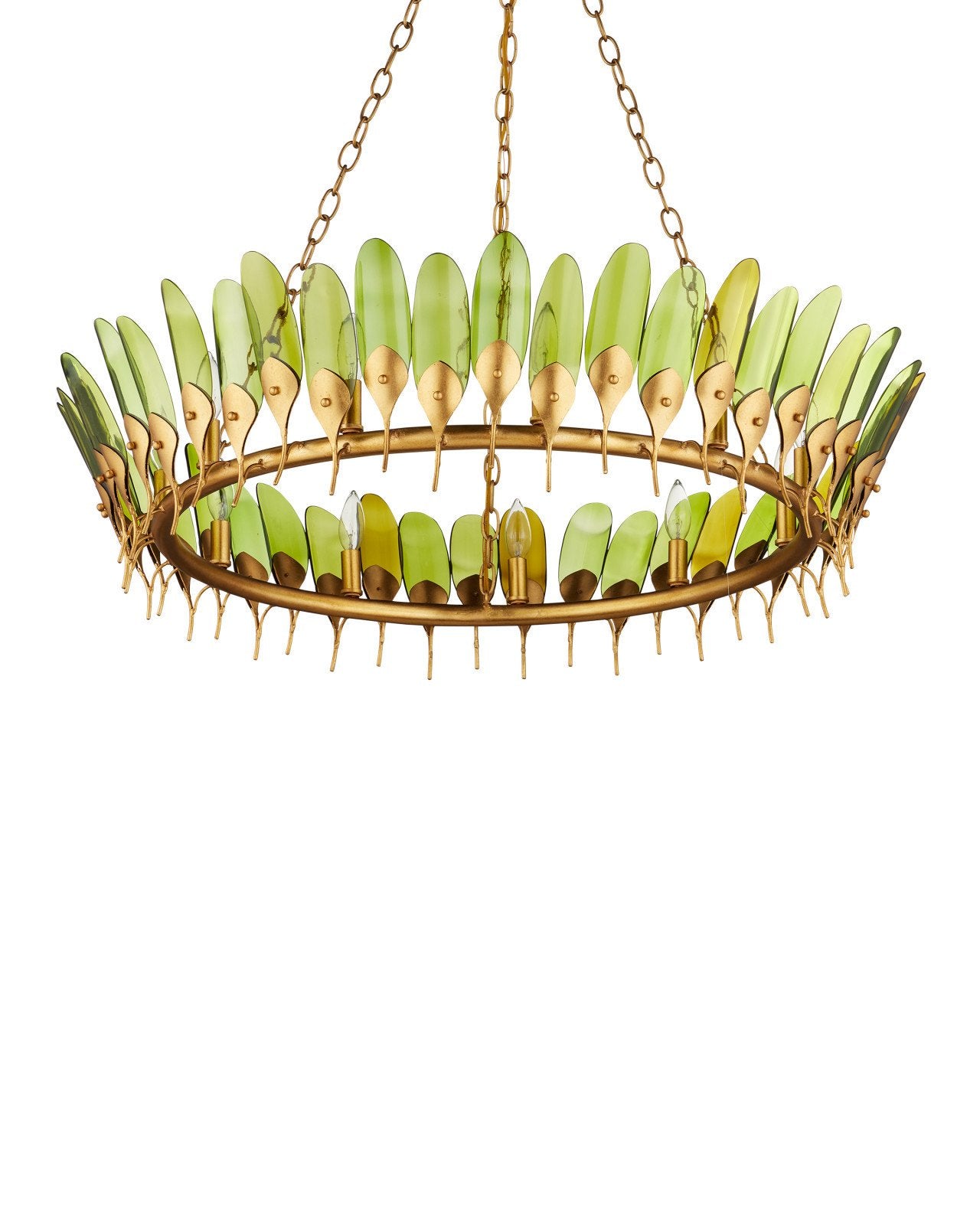 Currey & Company Selavy 38" Contemporary Gold Leaf 11 Light Chandelier