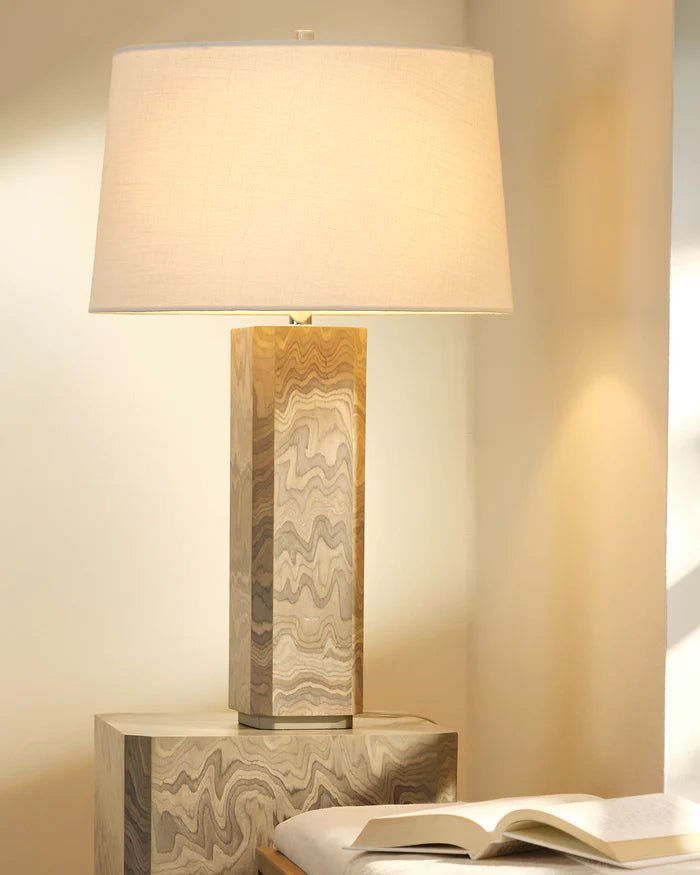 Jamie Young Canyon Table Lamp, Sand Grey Wood Veneer