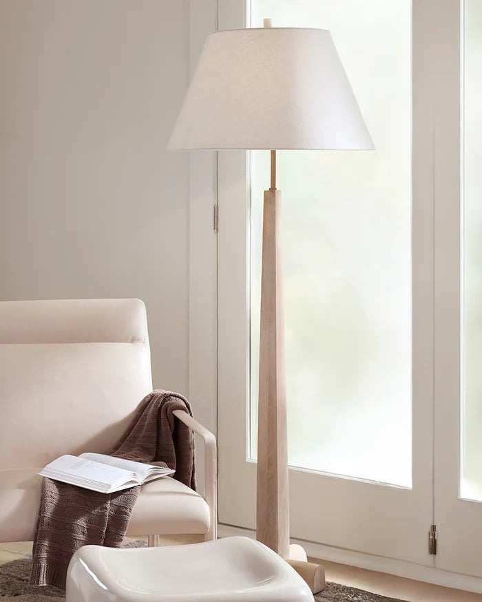 Jamie Young Charleston Floor Lamp, White Washed Wood