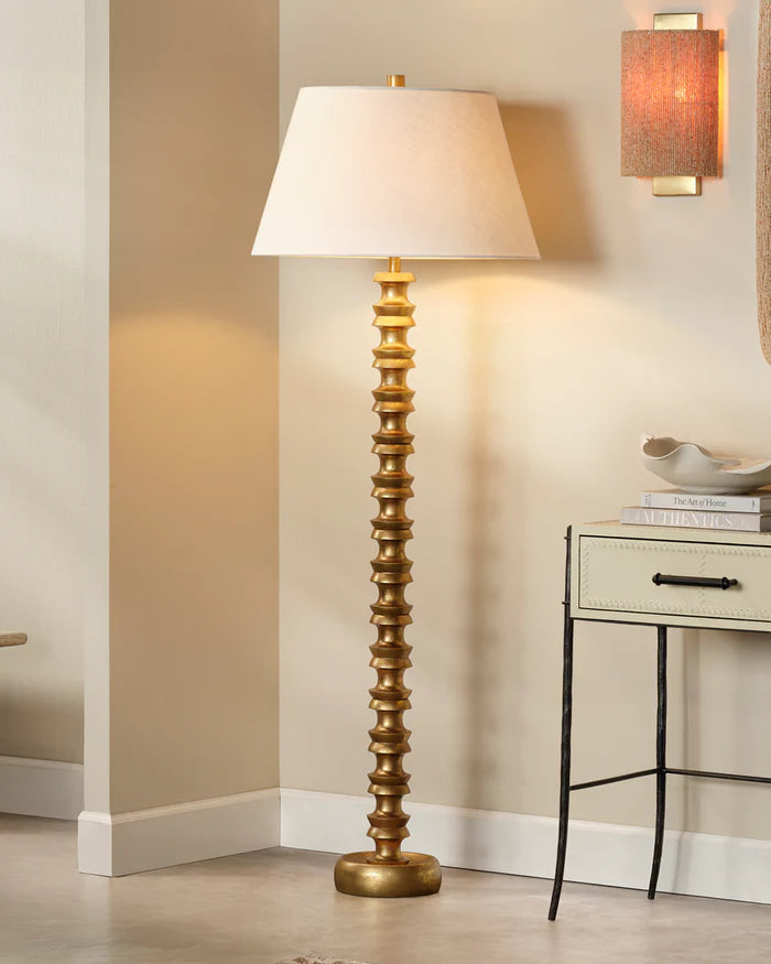 Jamie Young Melrose Floor Lamp, Gold Leaf