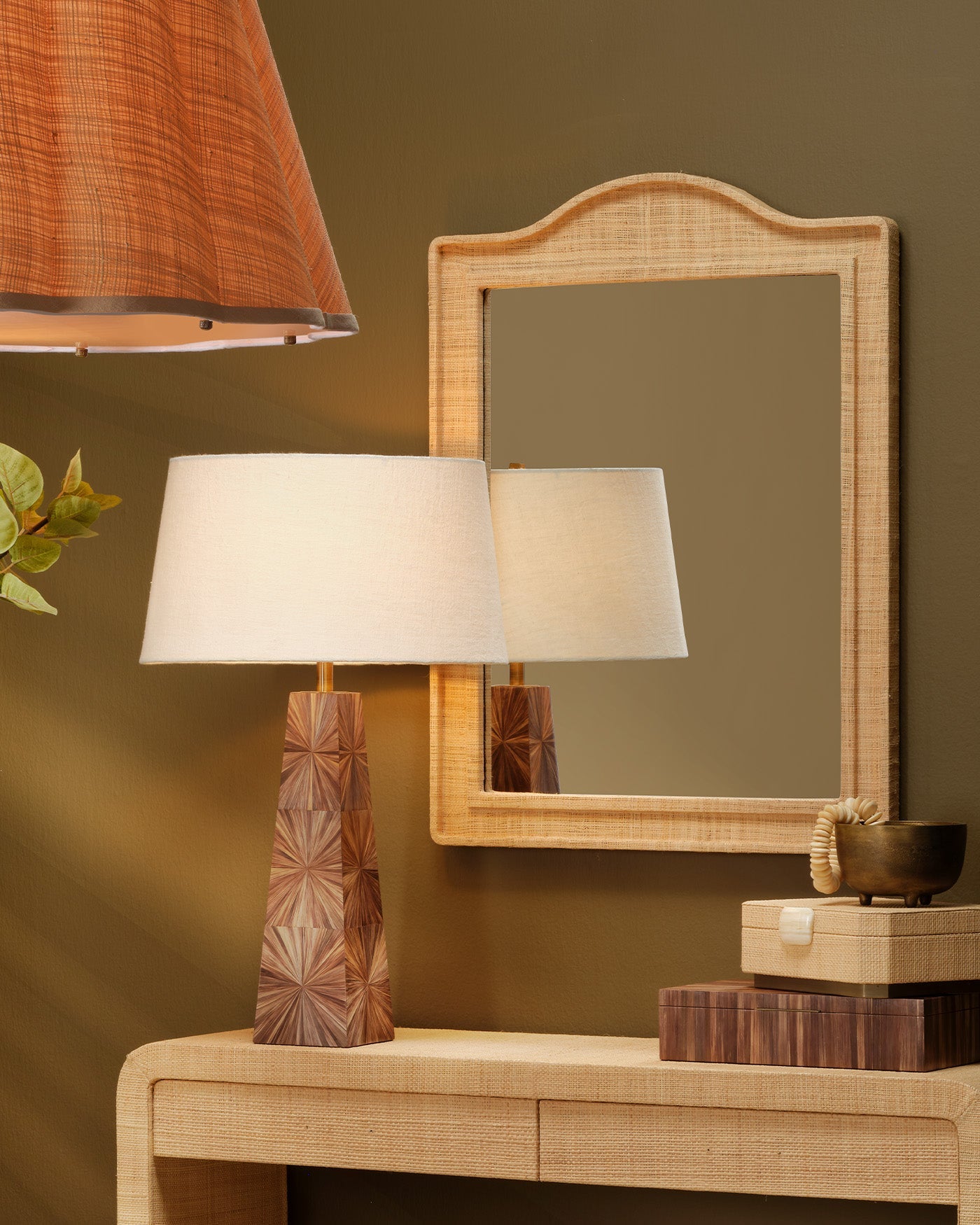 Jamie Young Palm Marquetry Table Lamp