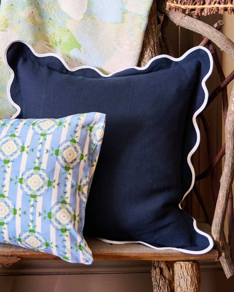 Laura Park Charlotte Scalloped Linen Pillow