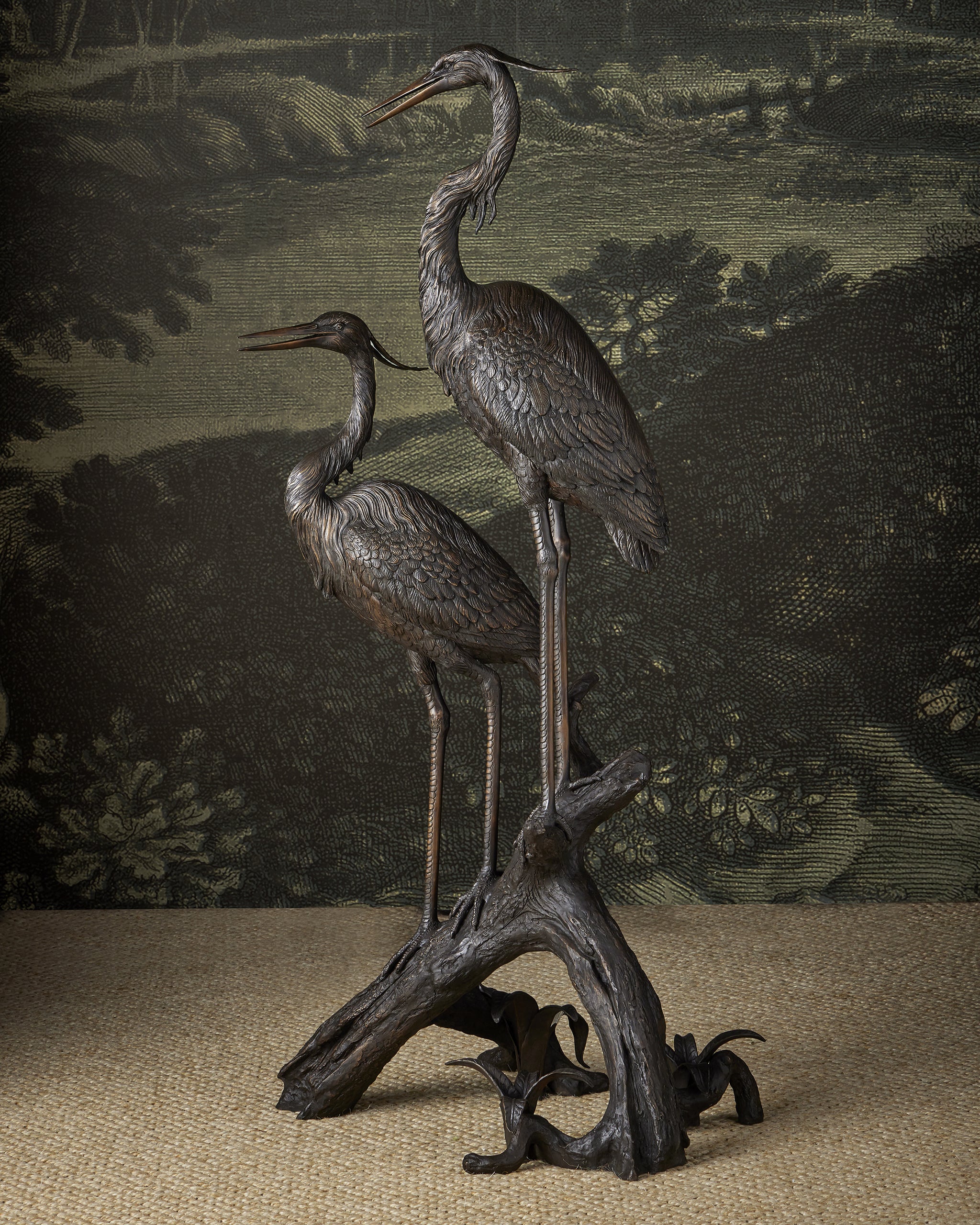 Currey & Company Herons On Branch Bronze