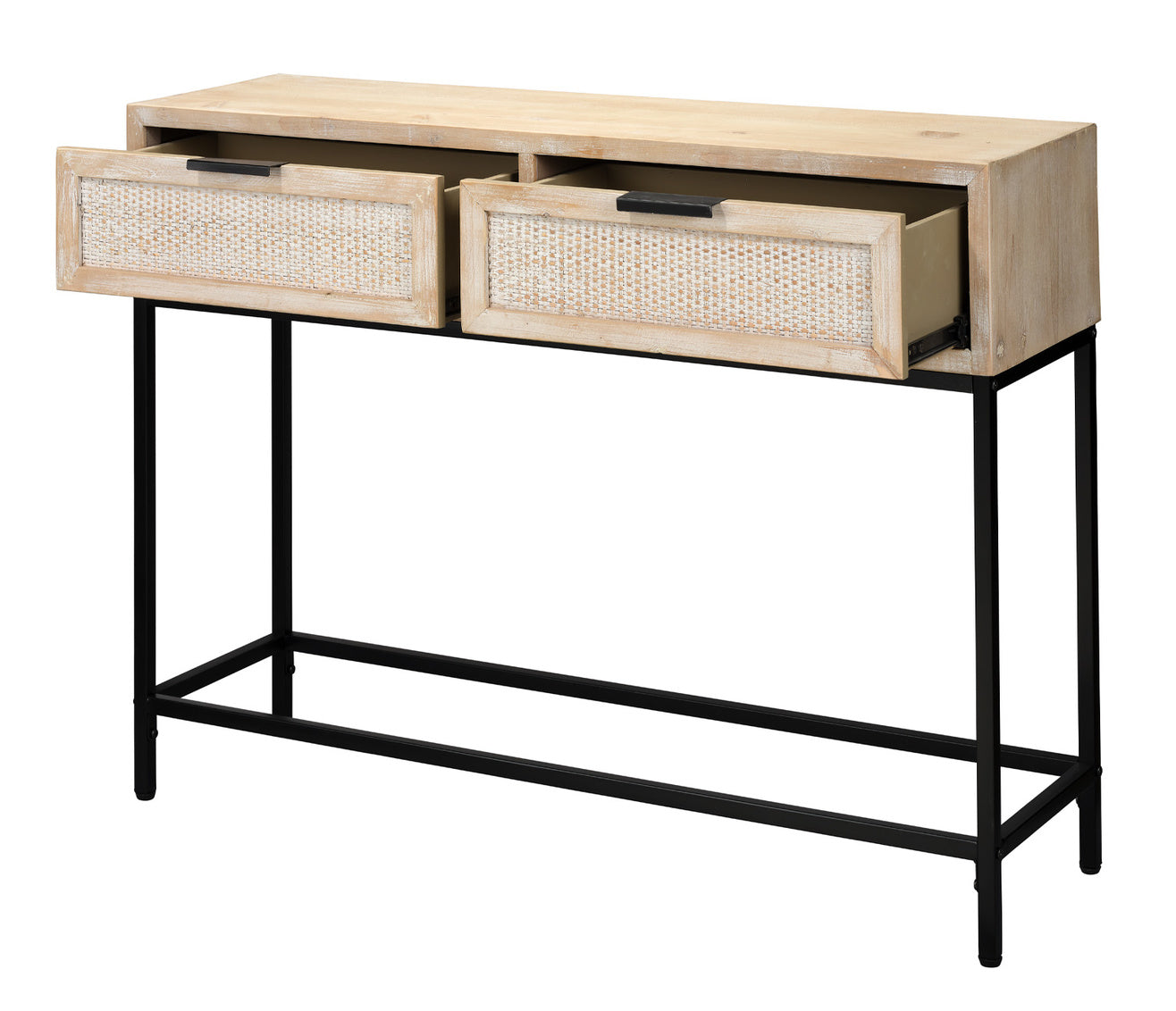 Reed Console Table In Washed Wood & Black Metal Lifestyle by JY