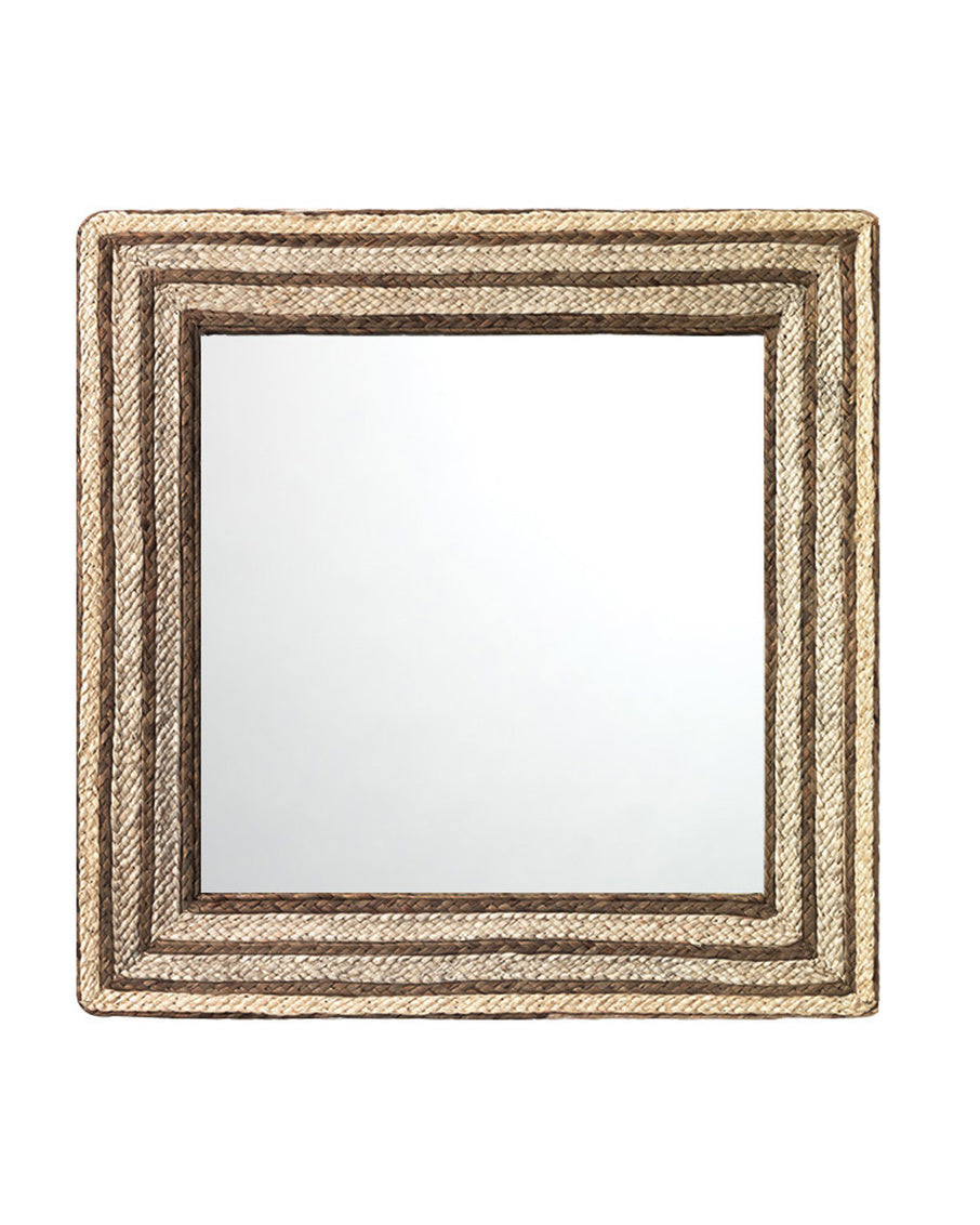Jamie Young Evergreen Square Mirror In Natural Braided Seagrass