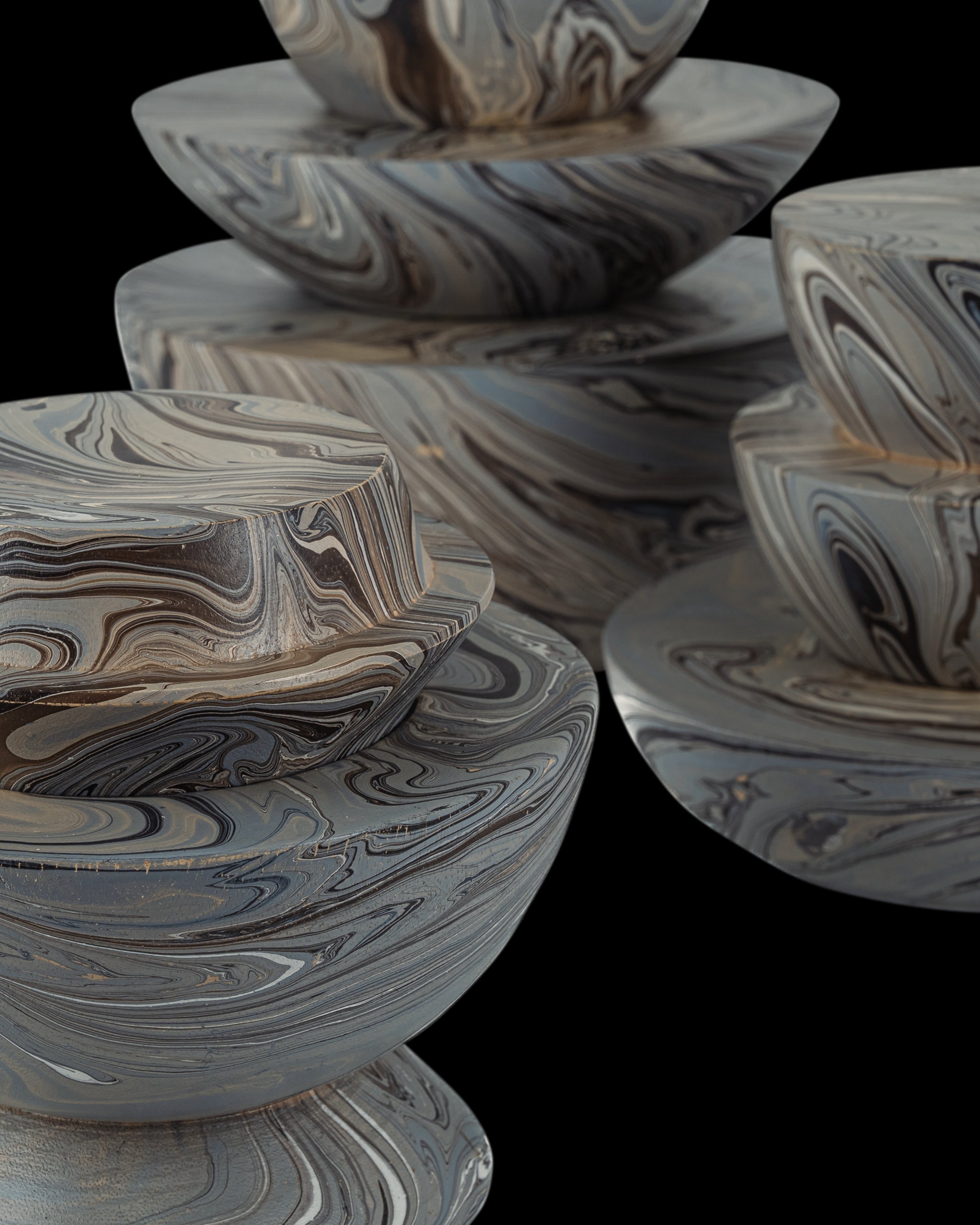 Currey & Company Marbleized Stacking Box Set Of 3