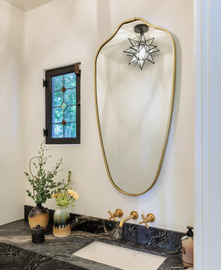 Mirror Home Sculptural Brass Wall Mirror (20" x 40")