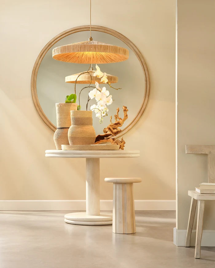 Jamie Young Cremini Wood Side Table, Off White