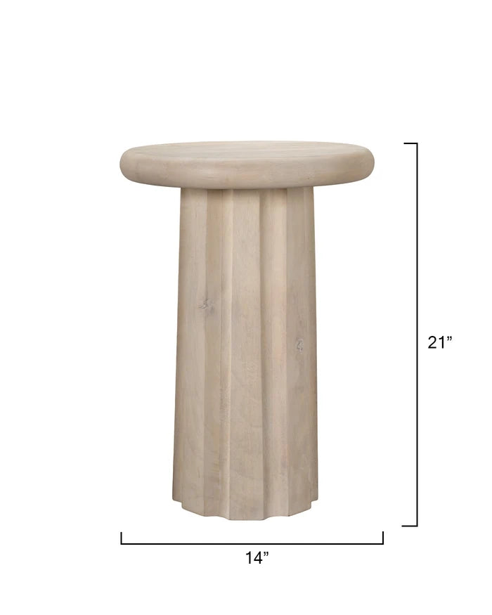 Jamie Young Cremini Wood Side Table, Off White
