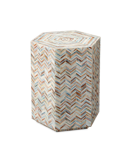 Jamie Young Hepburn Mother Of Pearl Hexagon Side Table