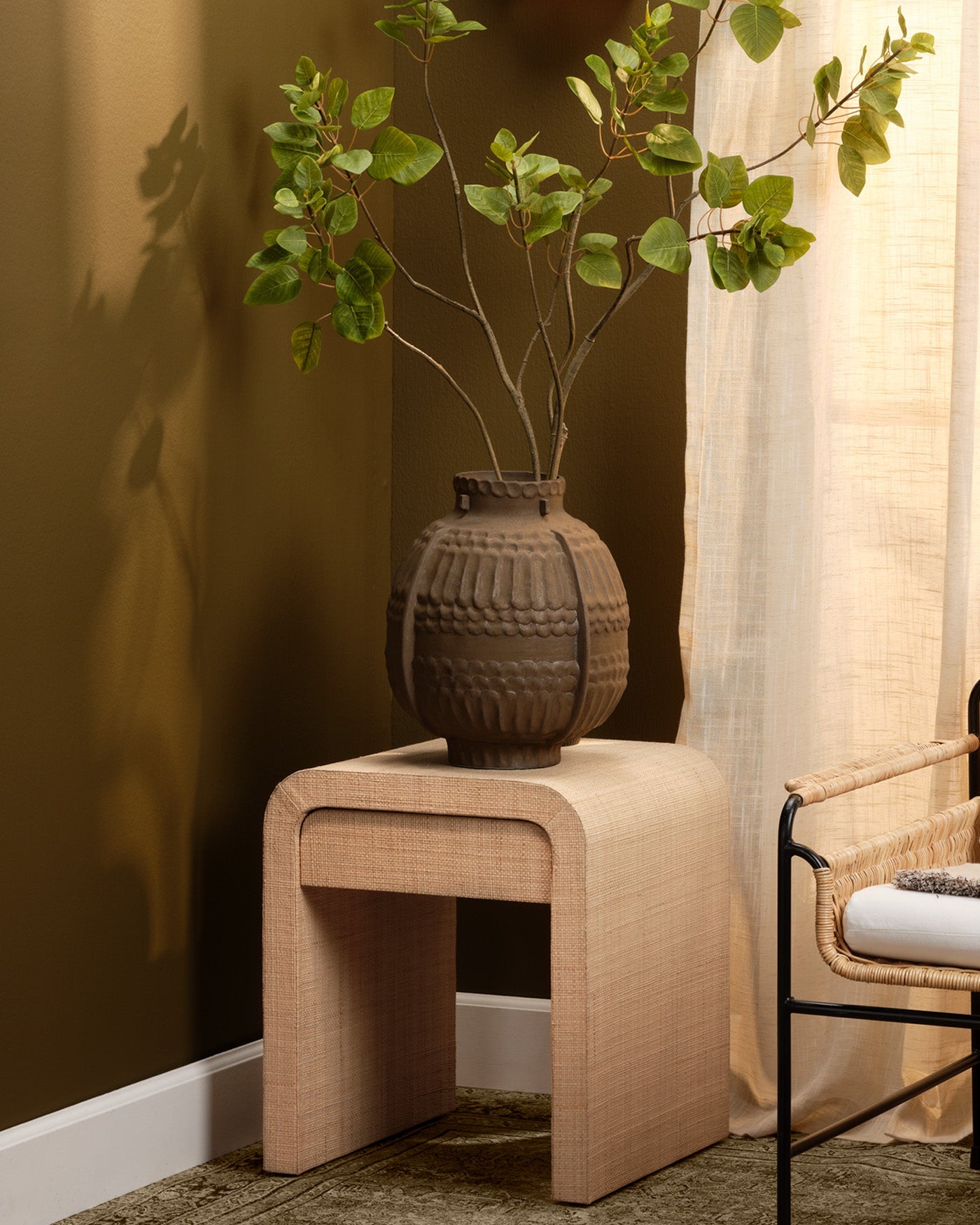 Jamie Young Montecito 1 Drawer Raffia Side Table