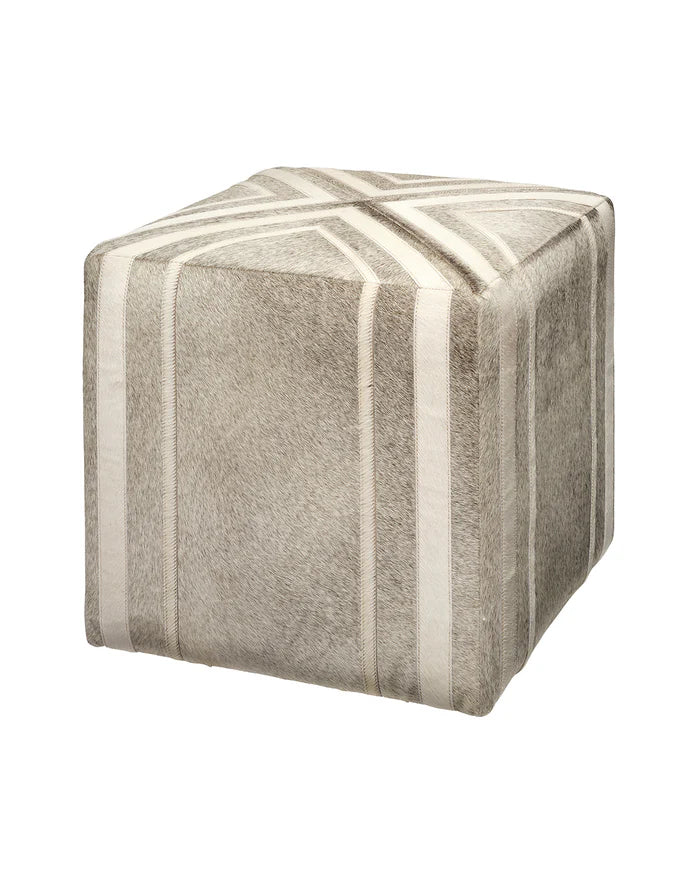Jamie Young Nantucket Ottoman, Grey Hide