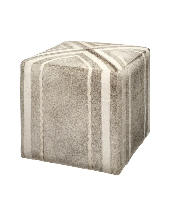 Jamie Young Nantucket Ottoman, Grey Hide