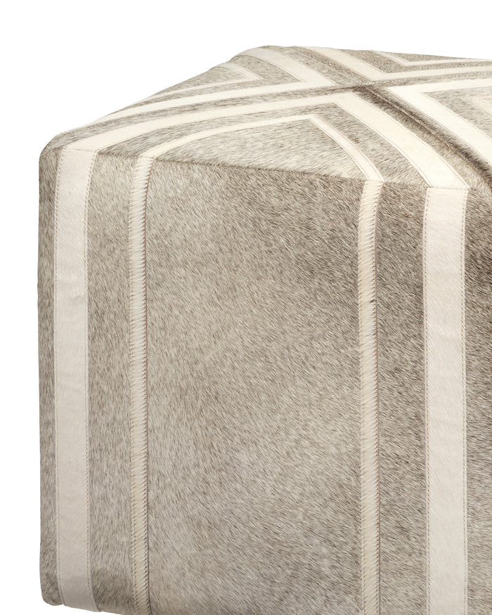 Jamie Young Nantucket Ottoman, Grey Hide