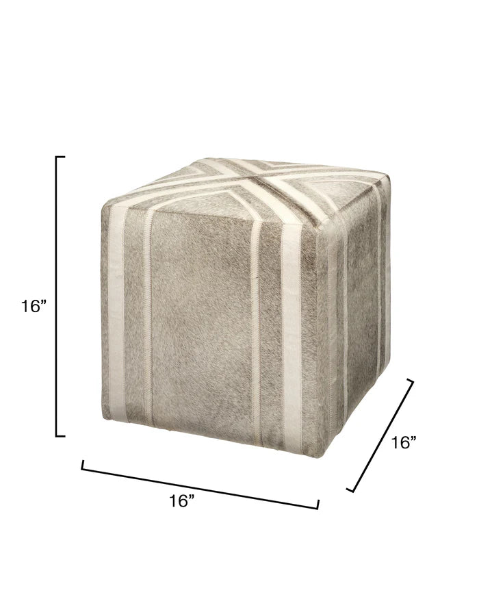 Jamie Young Nantucket Ottoman, Grey Hide
