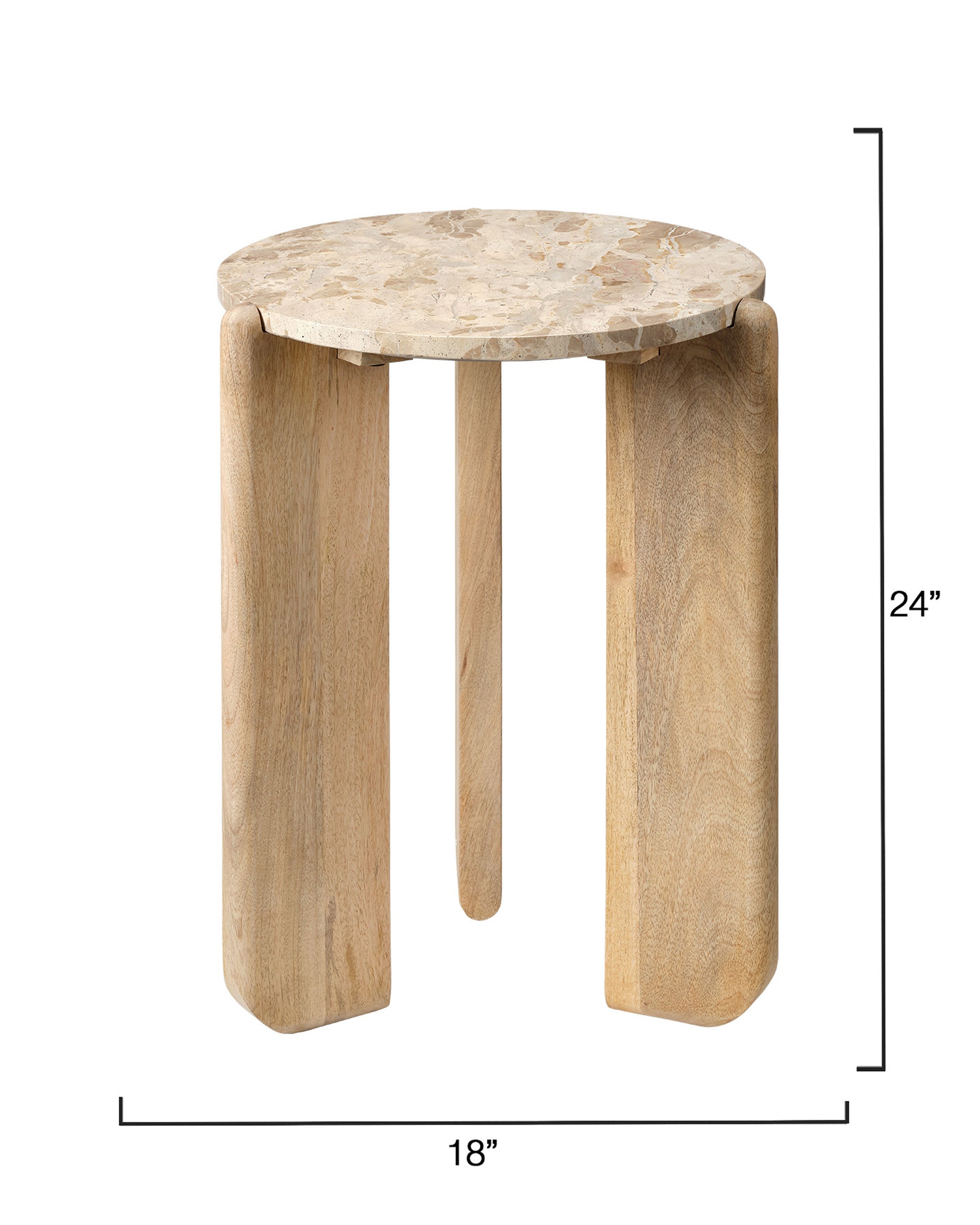 Jamie Young Quarry Wood And Tendua Stone Size Table