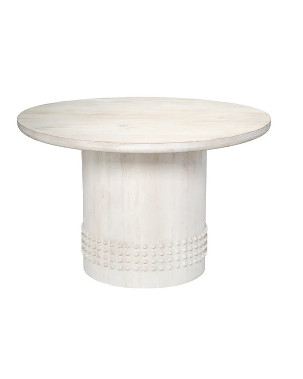 Jamie Young Studded Bistro Dining Table, White Washed Wood