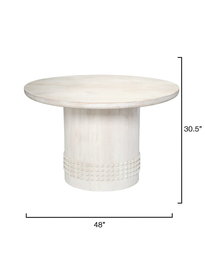 Jamie Young Studded Bistro Dining Table, White Washed Wood