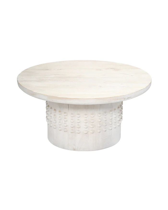 Jamie Young Studded Coffee Table, White Washed Wood