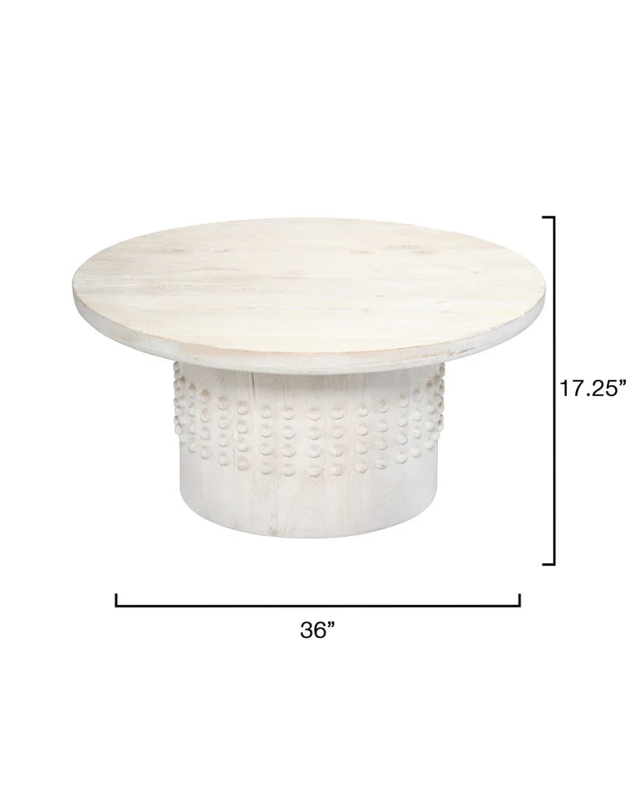 Jamie Young Studded Coffee Table, White Washed Wood