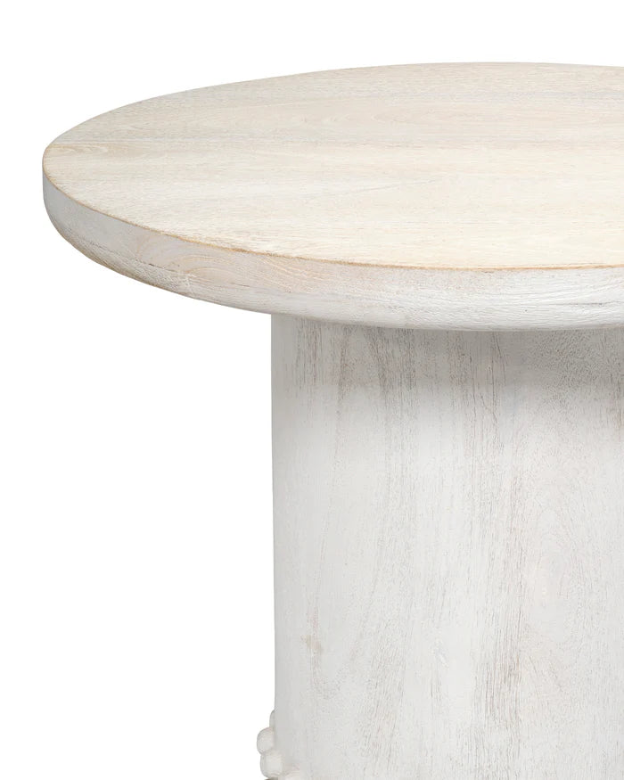 Jamie Young Studded Side Table, White Washed Wood
