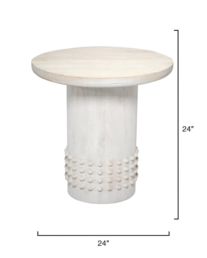 Jamie Young Studded Side Table, White Washed Wood