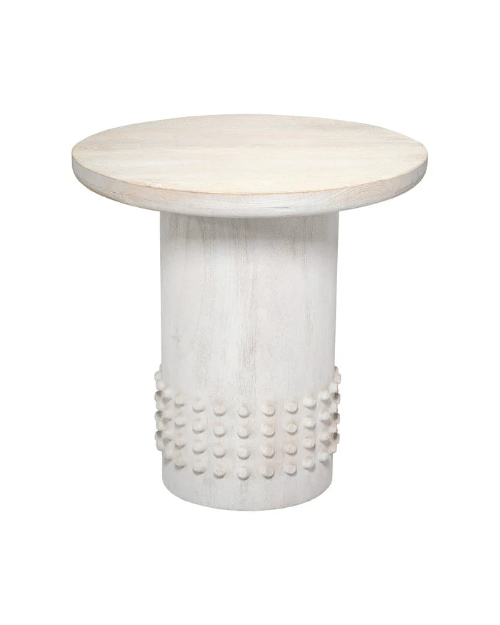 Jamie Young Studded Side Table, White Washed Wood