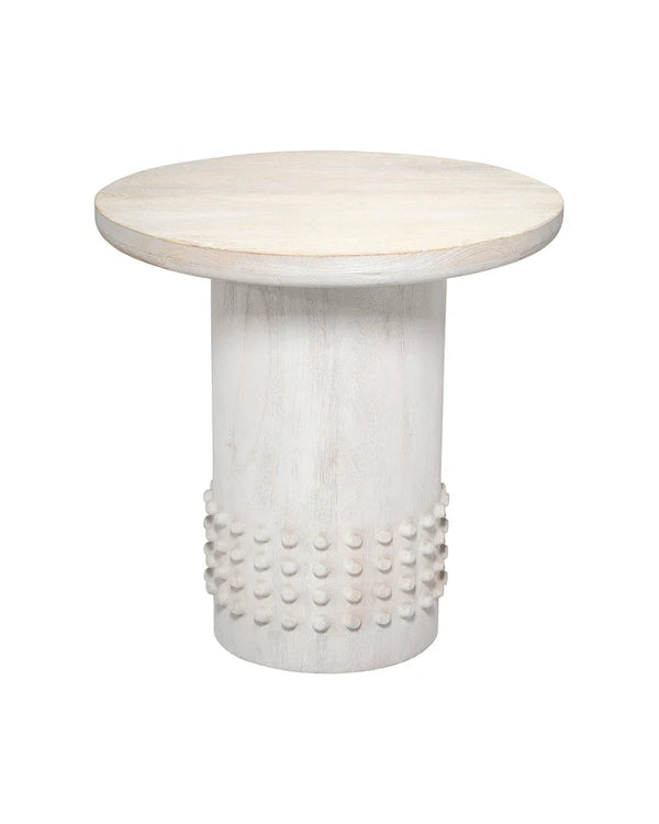 Jamie Young Studded Side Table, White Washed Wood