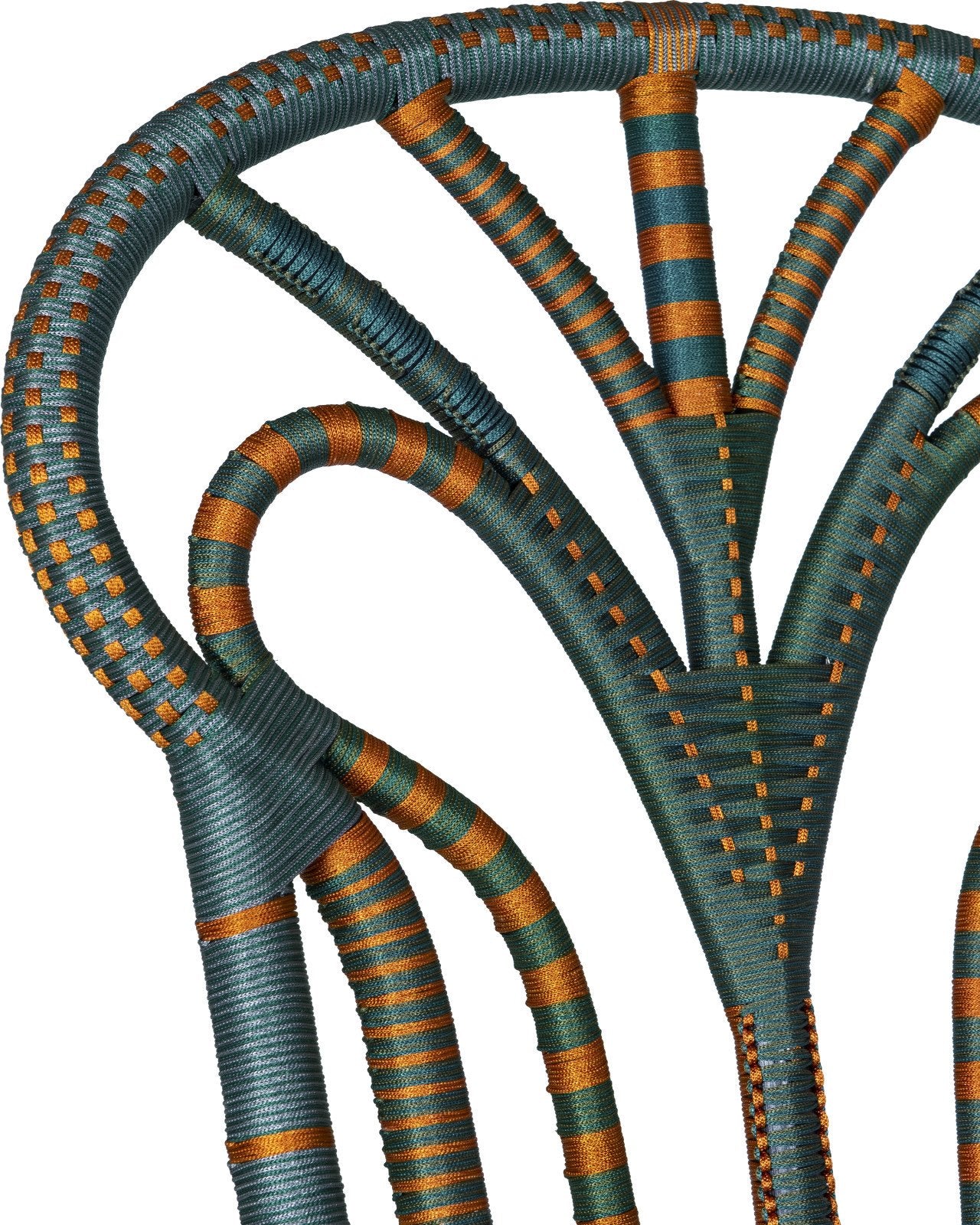 Currey And Company Benin 24" Wide Green And Orange Rope Throne Armchair