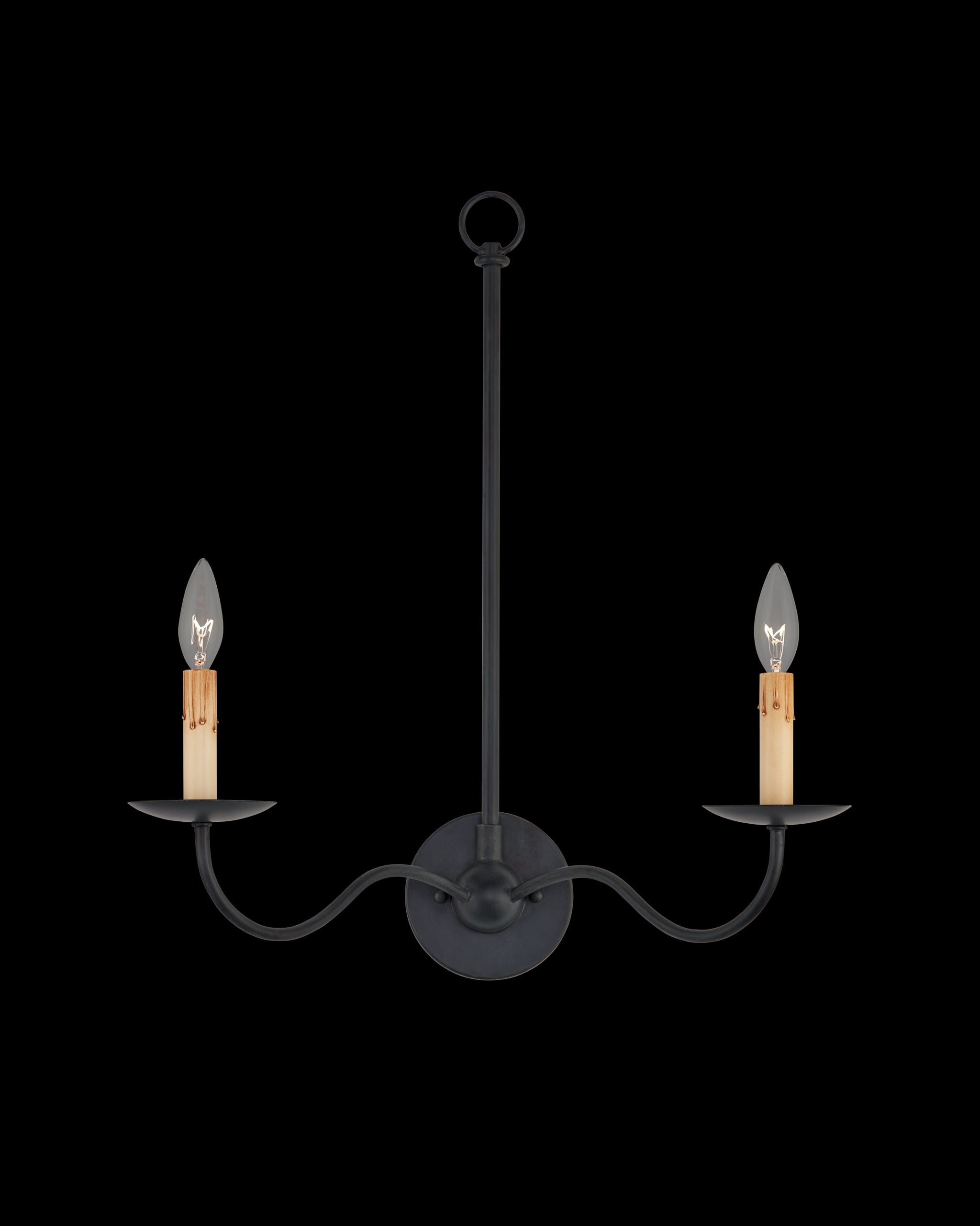 Currey & Company Saxon Double Light Black Wall Sconce