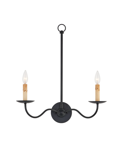 Currey & Company Saxon Double Light Black Wall Sconce