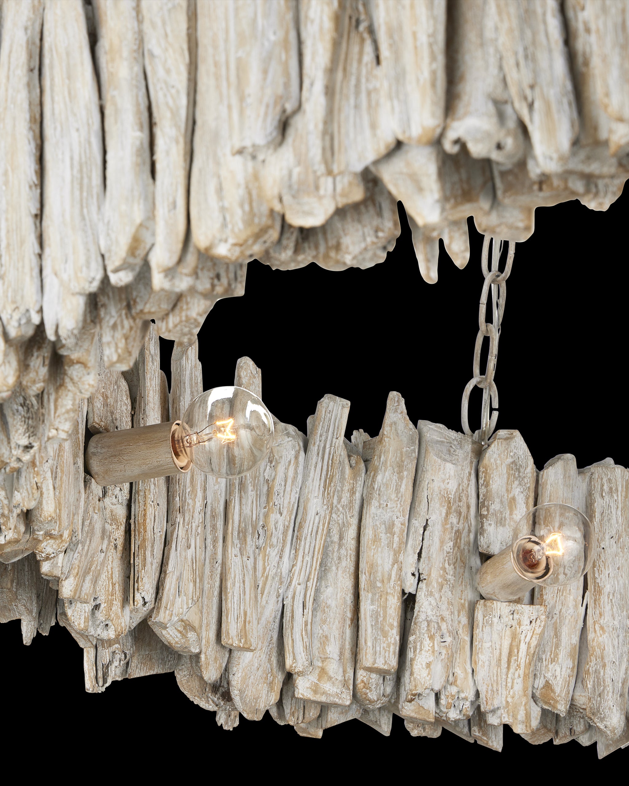 Currey & Company Driftwood Whitewash Ring Chandelier