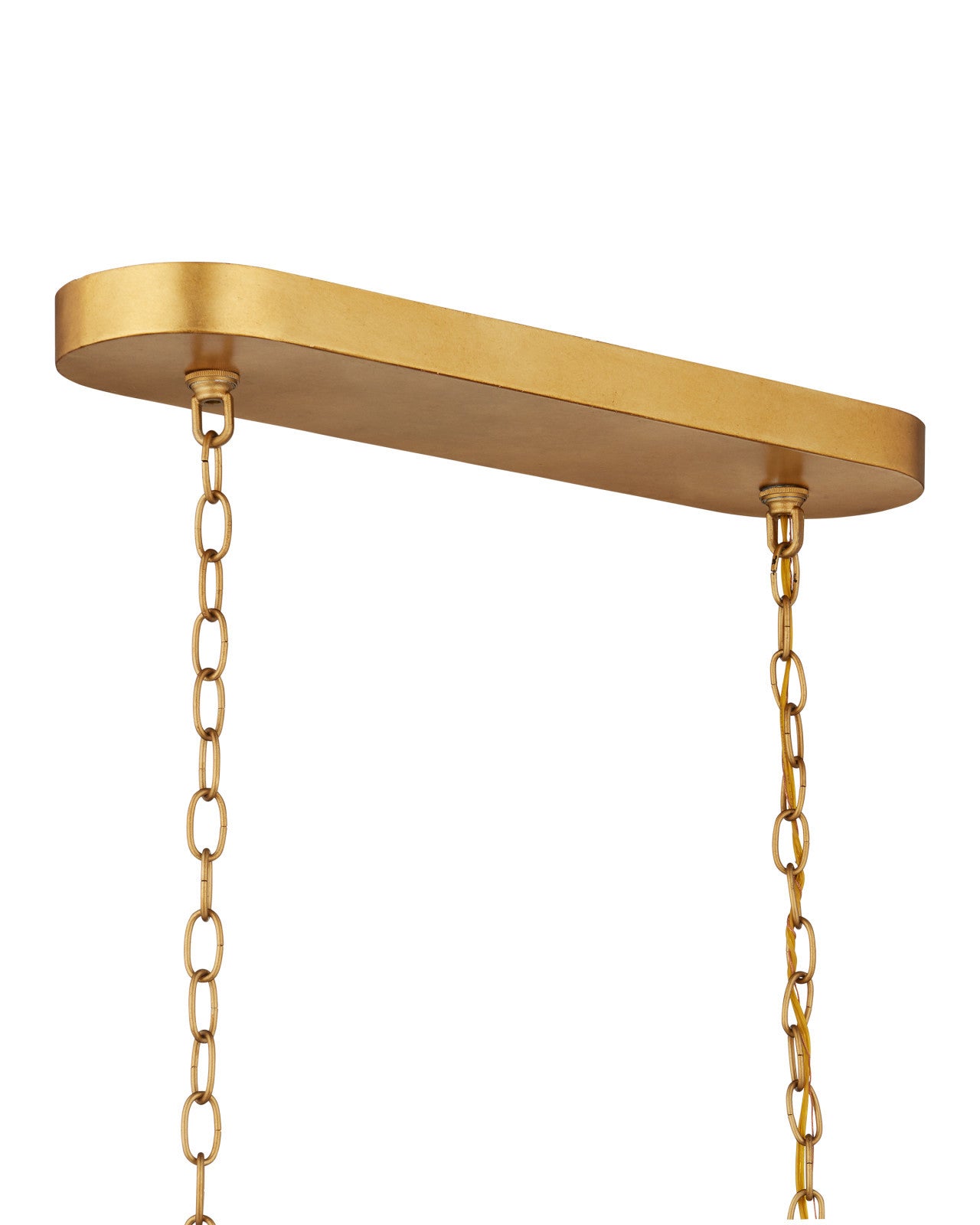 Currey & Company Aurelia Frost Rectangular 46" Contemporary Gold Leaf 6 Light Chandelier