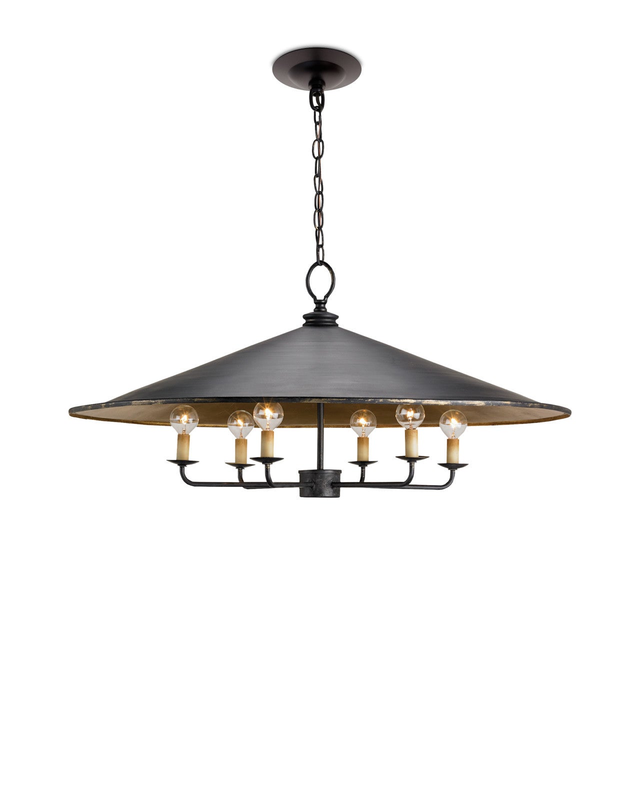 Currey & Company Brussels 36" Black 6 Light Chandelier